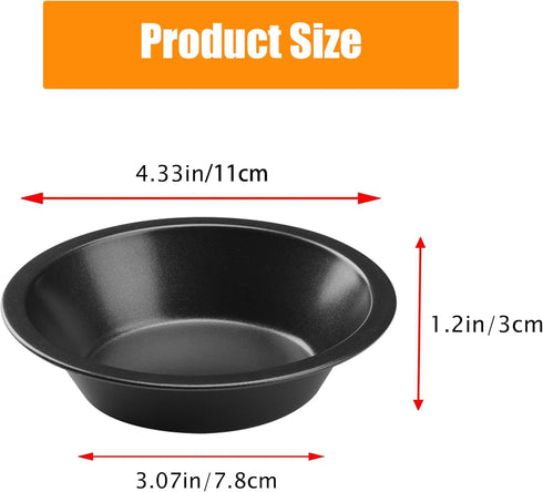 5 Inch Mini Pie Pans, Round Bakeware Set for Baking Pies, Cakes, Tarts, Desserts, Black