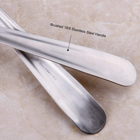 IMEEA Flat Edge Spoon - 18/8 Stainless Steel Flat Bottom Serving Spoon for Cooking, Set of 2