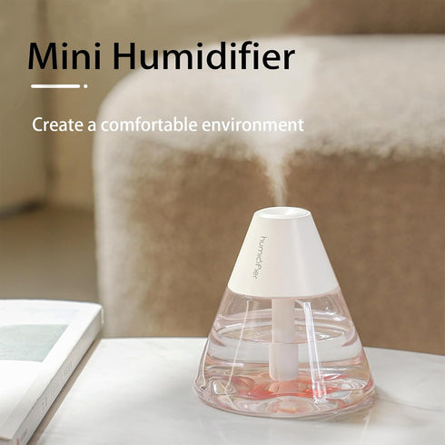 INVODA Mini Humidifiers, 260ml USB Personal Cool Mist Humidifier with Night Light, White