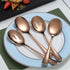 Rose Gold Serving Spoons, 4 Pieces Kyraton Titanium Plating, 2 Serving Spoons and 2 Slotted Spoons, Stainless Steel Set
