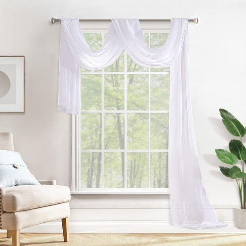 MIULEE Sheer Window Scarf Valance Extra Long Topper Window Treatment, Elegant Curtain Scarves for Party Wedding