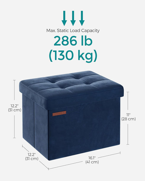 12.2 16.1 Inches 286 lb, ULSF200Q01 SONGMICS Storage Ottoman, Foldable Small Ottoman Foot Rest, x Foot Stool, Load up