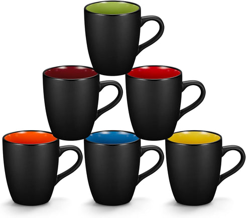 Qipecedm 6 Pack Porcelain Coffee Mugs Set, 12 Ounces Ceramic Coffee Mugs,