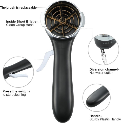 Espresso Coffee Machine Cleaning Brush - 360° Push-Up Cleaning Brush for Totally Enclosed Espresso Machine Bristle for