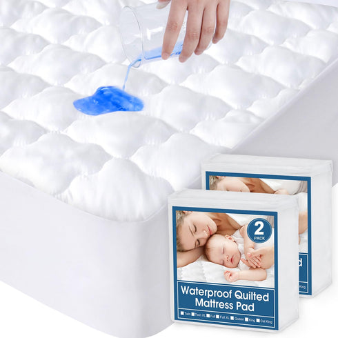 2 Pack Full Size Mattress Protector Pad Waterproof Quilted, Breathable & Cooling