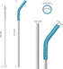 Senneny Set of 5 Stainless Steel Straws with Silicone Flex Tips, 2 Cleaning Brushes, and 1 Portable Bag (Silver)