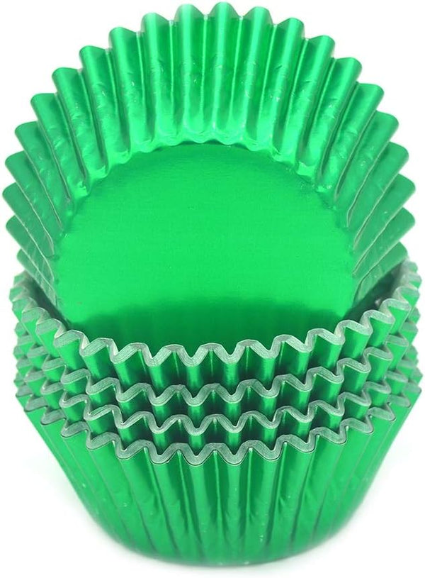Standard Green Foil Cupcake Liners - 100-Count Muffin Baking Cups for Party and More