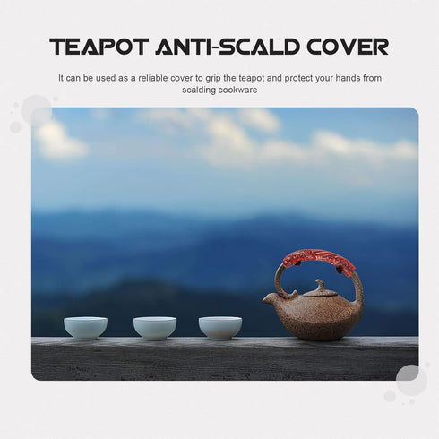 Teapot Handle Cover Cloth - Non Slip Pot Holder Sleeve for Tea Pot Handle, Teakettle Sleeve for Home Kitchen (Red)