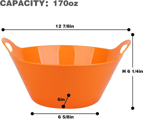 Tiawudi 6 Pack Snack Bowls (4.9L Large), Plastic Serving Bowls for Party, Large Bowls with Handles for Kitchen, Fruit, Cereal, Candy, Salad and Chip, Microwave Safe by Tiawudi