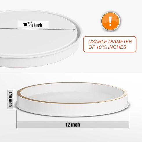 HGF Bathroom Tray for Sponge Soap, 12 Inch Metal Iron Round Decorative Tray for Kitchen Sink Centerpiece Countertop Organizer, Perfume Candle Vanity Trays for Bathroom Decor, White Brushed Gold