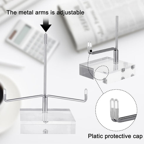 Glenmal 3 Pack Adjustable Metal Arm Display Stand Easel with Acrylic Base for Gemstones, Fossils, Minerals, Plates