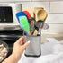 Evelots Stainless Steel Kitchen Utensil Holder for Countertop, 6.75 Inch Tall Cooking Utensil Crock Can Store up to 15 Big Utensils, Large Spoon & Spatula Organizer Caddy, Silver