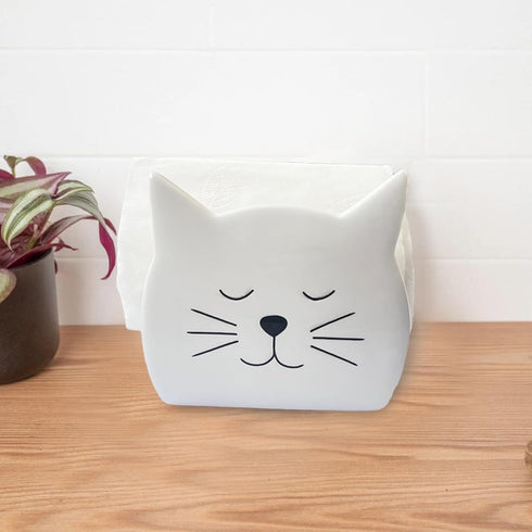 KAIGOBOX Countertop 2PCS Sponge Holder for Ceramic Sponge Caddy Cat Shape Cute Scrub Brush Dish Wand Holder for Kitchen