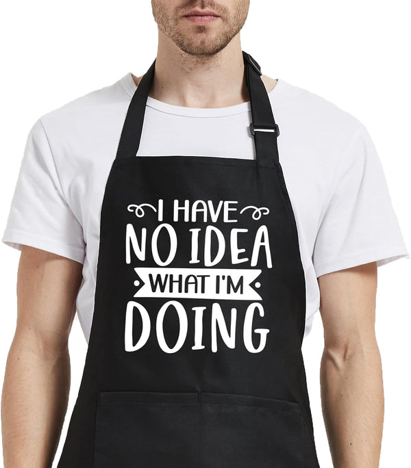 Funny Aprons for Men with Pockets, Mens Cooking BBQ Chef Aprons, Grilling Gifts for Dad Birthday