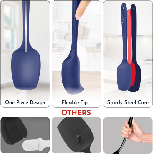 Culinary Couture 4-Piece Blue Baking Spatula Set - Silicone Heat Resistant Spatulas for Nonstick Cookware