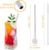 kilofly 12 pcs Reusable Stainless Steel Bar Spoon Straws with 2 Cleaning Brushes