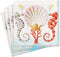 Caspari Seahorses and Shell Paper Cocktail Napkins - Four Packs of 20