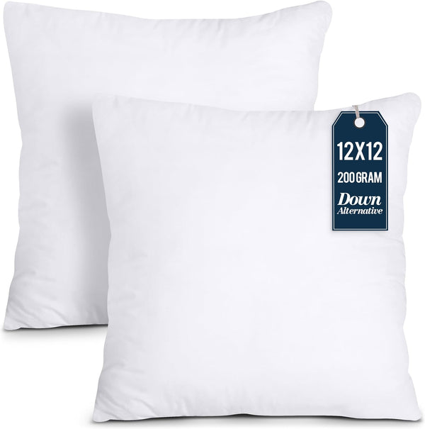 Utopia Bedding Throw Pillows Insert, Pack of 2, 12 x 12 Inches White Indoor Decorative Couch Pillows
