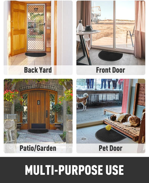 24x36 tchdio Door Mat Outdoor Indoor Entrance Doormat-Semicircular Durable Rubber Non Slip Front Door Mat for Outside