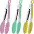 Small Tongs with Silicone Tips, 7-Inch Serving Tongs, Set of 3 (Pink Mint Yellow)