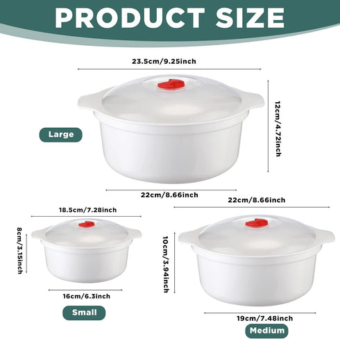 3 Pieces Microwave Bowls with Lids Assorted Sizes Microwave Soup Bowl with Lid and Steam rack Dishwasher Safe Microwave Dishes for Ramen Noodle College Dorm Microwave Cookware Kitchen Supplies by Bokon
