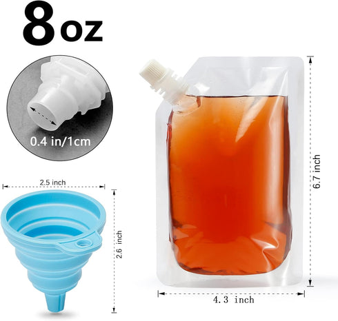 20 Pcs Reusable Sneak Travel Drinking Flasks, Concealable Alcohol Plastic Flasks with Funnel, 8 oz