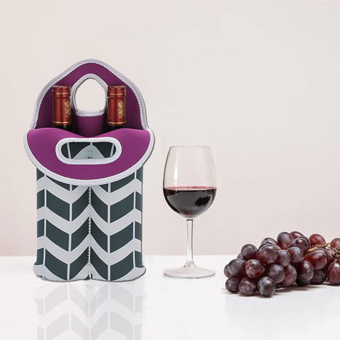 Hipiwe 2 Wine Carrier Tote Bag for Bottles - Neoprene Wine Bottle Holder with Carry Handle, Wine Protective Bag