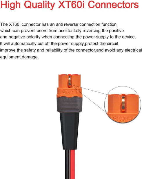 XT60i to O Ring Terminal Cable,12AWG XT60i Female to O Ring Connector with Tinned Pure Wire,for RC Battery Solar Portable Power Power Station and Solar Panel(5FT)