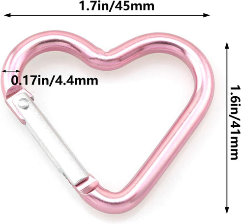 10pcs Heart-Shaped Aluminum Snap Hook Clip, Key Holder Keychain Clip (Light Pink)
