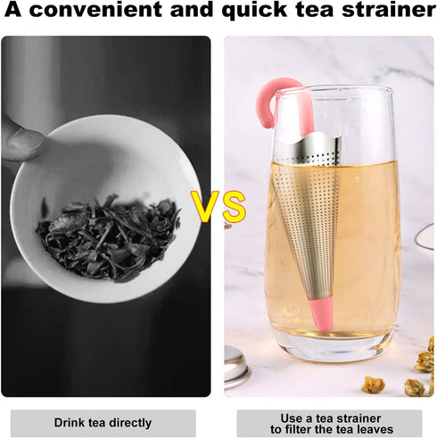 Numola 2Pcs Stainless Steel Fine Mesh Tea Infuser with Drip Tray for Tea Cups, Mugs, Teapots (Red & Blue)