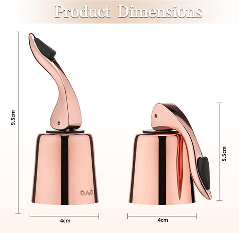 OWO 2 Pack Stainless Steel Wine Bottle Stopper, Reusable Wine Saver with Silicone Seal, Rosegold
