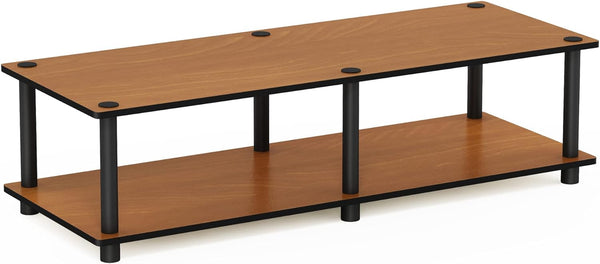 Furinno Just No Tools Wide Television Stand, Light Cherry with Black Tube
