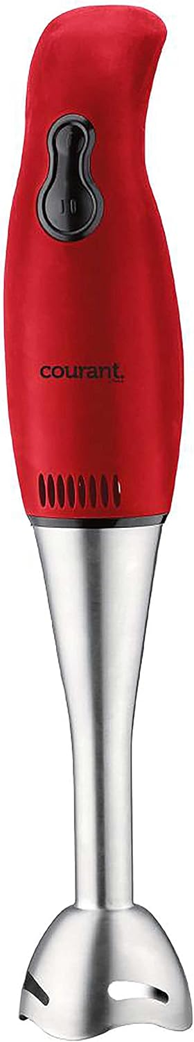 Courant 2-Speed Hand Blender - 200W Stainless Steel Leg, Easy to Clean, Red