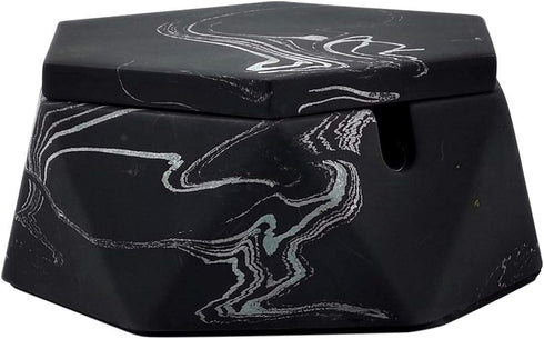 FREELOVE Concrete Ashtray with Lid, Stainless Steel Ashtrays for Cigarettes, Indoor Outdoor Windproof Patio Decor