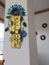 Welcome Sign for Front Door Decor, Metal Flower Hanging Wall Art for Indoor Outdoor Patio Garden Yard, 15.25X8.5In (C)