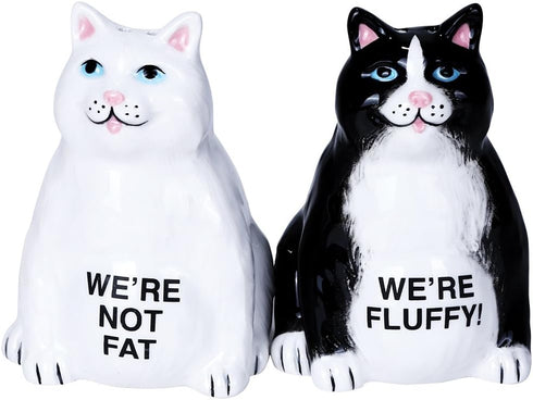 Pacific Giftware Fluffy Fat Cats Ceramic Magnetic Salt and Pepper Shaker Set