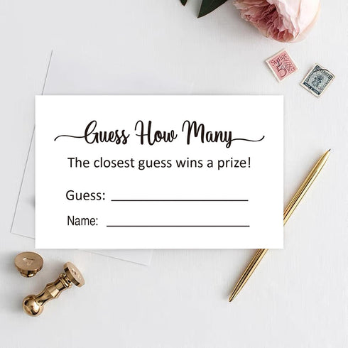 KONKAVA (50 3.5" 2" Guess How Many Game Cards, Cards) Baby Shower Game Cards (Minimalist) x