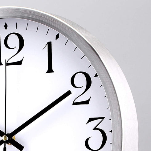 TopOne Silent Wall Clock, Battery Operated 12 inch Silver Aluminum Quartz Decor for Kitchen, Home, School