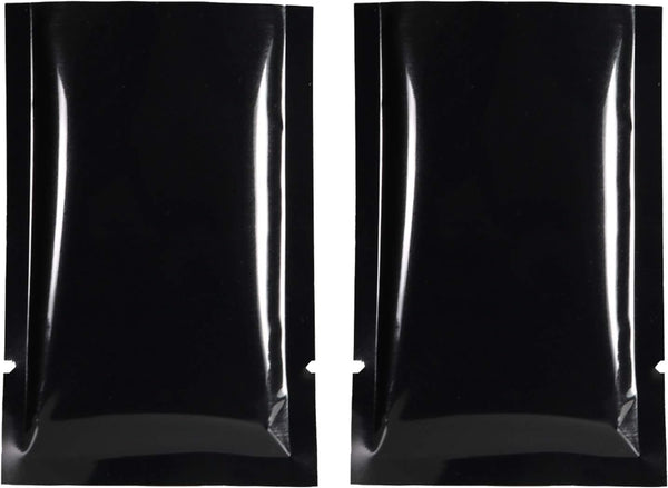 QQ Studio 100 PCS Metallic Mylar Foil Sealable Bags (7x10cm (2.7x3.9"), 100x Black)