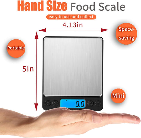 Digital Food Kitchen Scale, YONCON 3000g/0.1g High Accuracy Mini Pocket Scale for Cooking, Baking, Jewelry (Batteries