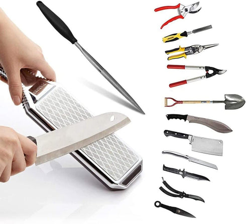Knife Sharpeners Handheld 300/600 Grit - Double Sided Diamond Knife Sharpening Stone for Kitchen Knives, Scissors