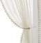 Treatmentex Pom Pom Linen Sheer Curtains for Living Room, 63 inches Length, 52" w x 2 Pack, Beige