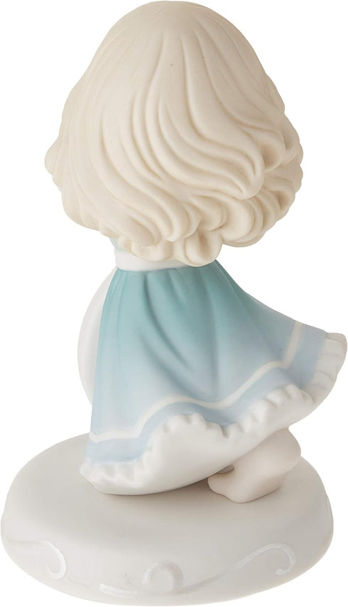 Precious Moments May Hope Comfort You Girl, Leaning on Fish Sculpture, Bisque Porcelain Figurine 172014