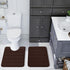 Buganda Bathroom Rug and Mat Set, 2 Piece Memory Foam Bath Mat and U-Shaped Toilet Rug, Soft Non Slip Absorbent