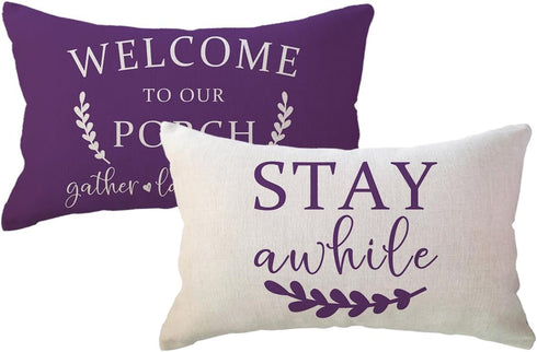 ULOVE LOVE YOURSELF Porch Decor Lumbar Throw Pillow Covers 12x20,2Pack Country Farmhouse Pillowcases Welcome to