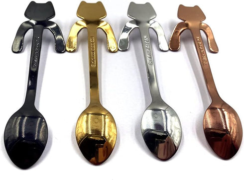 4Ppcs Stainless Steel Cute Mini Cat Spoon for Tea, Coffee, Dessert, Sugar, Ice Cream