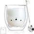 Bear Cute Mugs Kawaii Double Wall Glass Coffee Tea Cup, Funny Novelty Gift for Women, Birthday, Christmas
