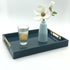 16.5''x12'' Serving Tray with Polished Metal Handles, Rectangle Coffee Table Tray, Modern Decorative Tray, Large