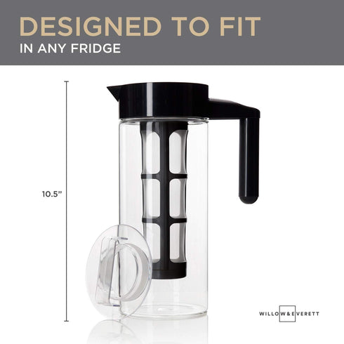 Willow & Everett Cold Brew Coffee Maker, Glass Pitcher with Stainless Steel Spout and Removable Filter