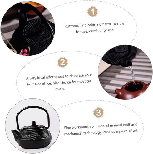 Cast Iron Teapot Tea Set - Japanese Mini Tea Pots, Espresso Kettle, Stainless Steel Small Tea Kettle Decoration